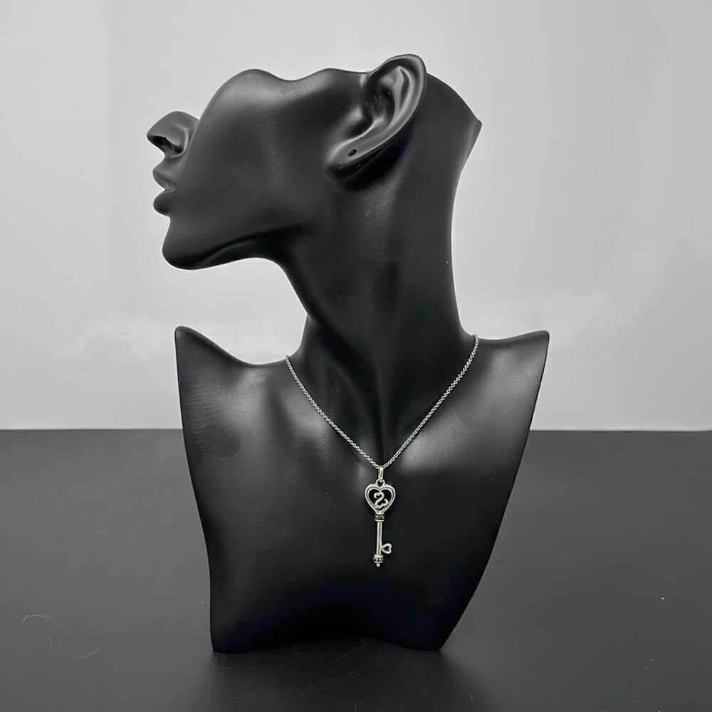 Sterling silver heart key necklace